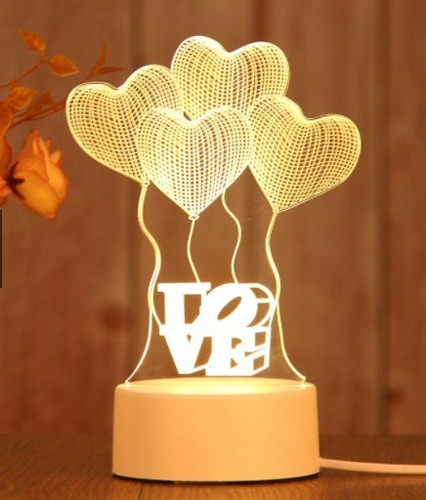 Luminária Abajur Led 3d Criativa Love Bts Estrutura Luminária De Balões Coração