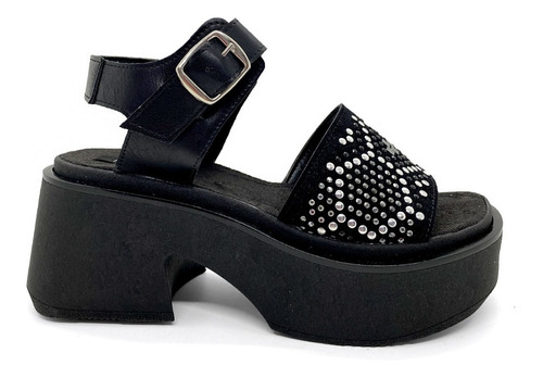 Imagen 2 de 6 de Sandalias Mujer Brillo Zapatos Hebilla Fantasia Plataforma