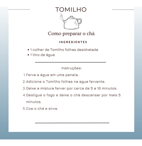 Kit 20pacotes Chá De Tomilho Alta Qualidade Thymus Vulgaris