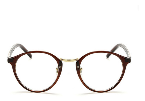 Marco Lentes Ópticos Round Fleck Café Transparent Brown 49mm