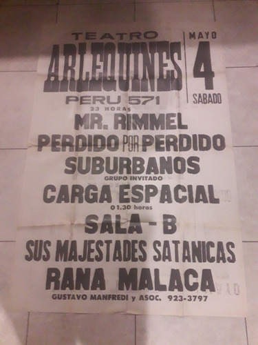 Antiguo Afiche Teatro Arlequines Rana Malaca Suburbanos