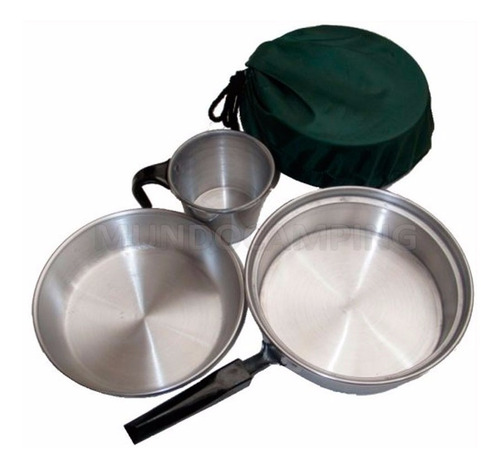 Marmita Camping 1 Persona Brogas Aluminio 5 Piezas Con Funda