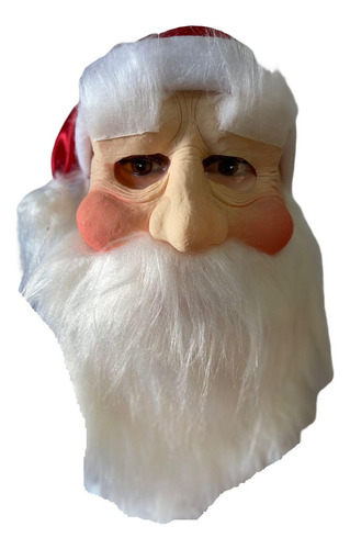 Máscara De Papai Noel De Látex Com Barba E Cabelo Em Pelúcia