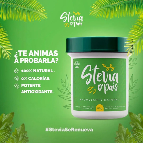 Stevia Pura En Polvo - 3 Potes X 66gr -original Stevia Dpaís