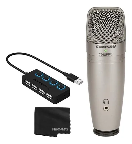 comprar Samson C01u Pro Usb Studio Condenser Micrófono (plata) + 4 P