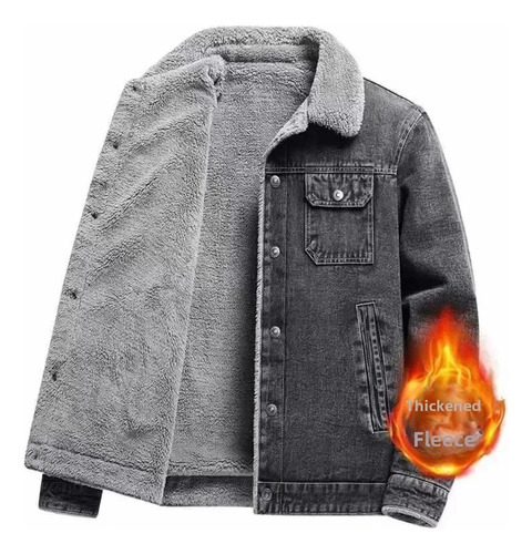 Chaqueta Bomber De Mezclilla Con Forro Polar Para Hombre, Pa