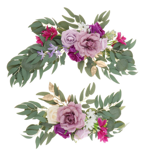 2 Piezas Decorativas Boda Arco Flores Simulación Rosa Para