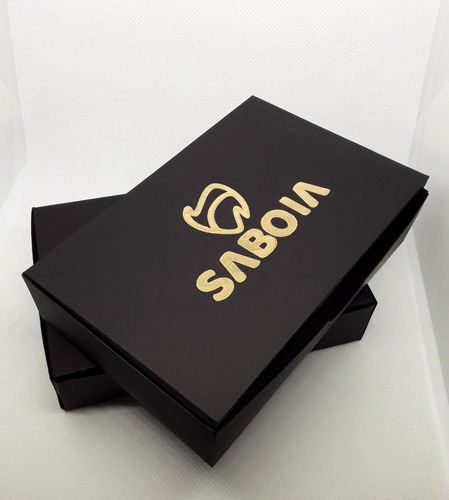 100 Caixa Presente Semijoia Com Logo Hotstamp Dourado 14x9
