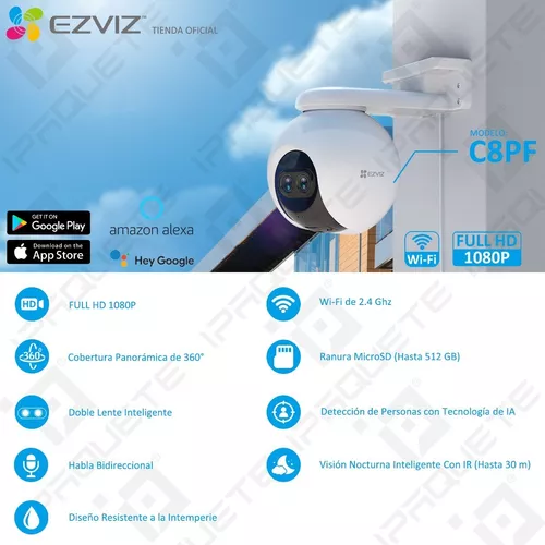 Camara Ip Ezviz Hd 1080p Wifi Exterior Domo Motorizada Audio