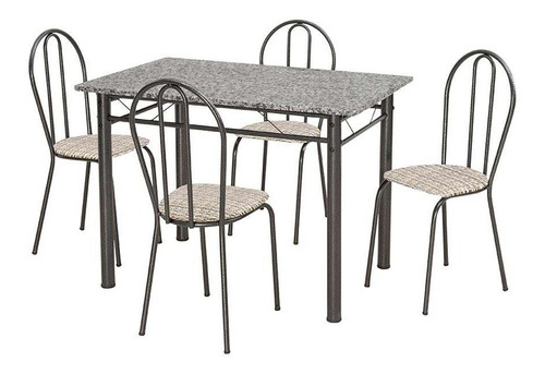 Conjunto De Mesa Monique Com 4 Cadeiras Craqueado Preto R...