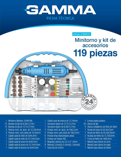 Imagen 2 de 4 de Minitorno 130w 119 Pcs + Atornillador Electrico Gamma - Fas