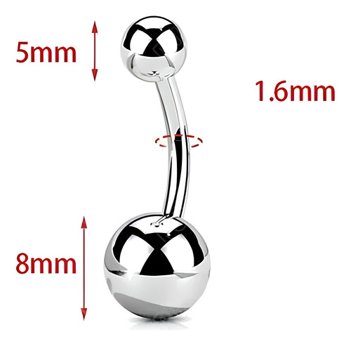 Piercing Ombligo Hipoalergénico Belly Basico Titanio Astm