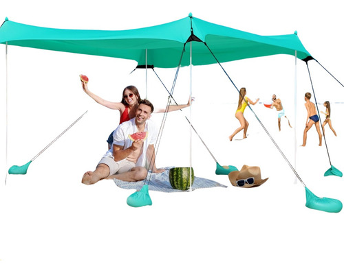 Parasol De Playa Portátil 3x3 M, Fácil Transporte Y Montaje