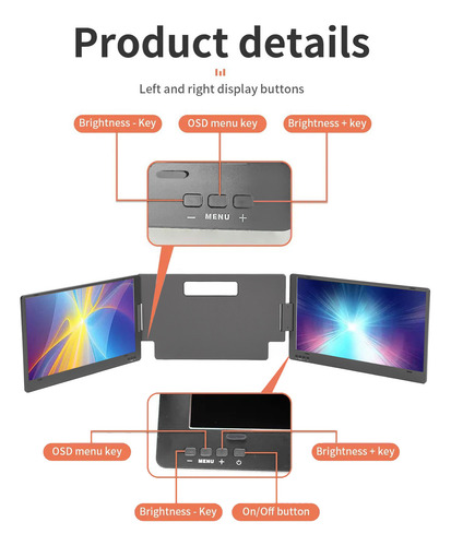 Extensor De Monitor Portátil De 14 Pulgadas, Triple Portátil