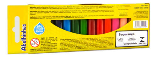 Giz De Cera Curto Acrilex 15 Cores Escolar Infantil