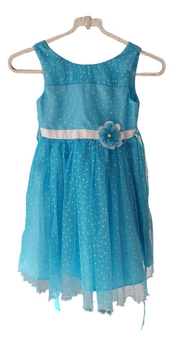 Vestido Nena Tul Turquesa Lunar Forrado Jona Michelle Talle5 (Usado)