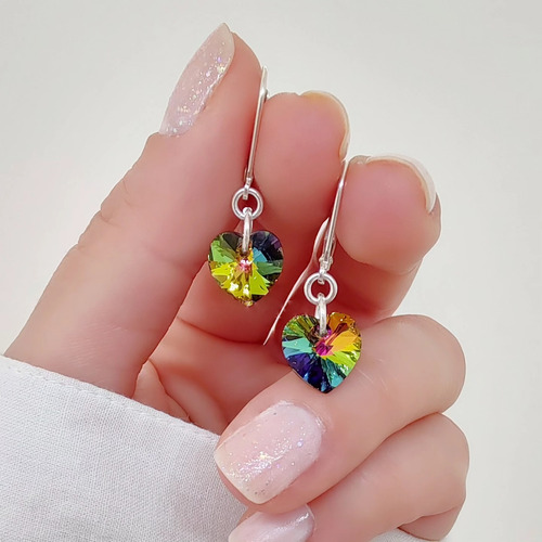Conjunto Con Cristal Corazón 10mm Plata 925 Vitrail Medium