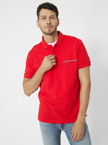 Polo Con Logo Monotipo Rojo Tommy Hilfiger