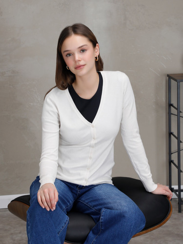 Suéter Ligero De Botones Cuello V Para Mujer Unitalla Cjj03