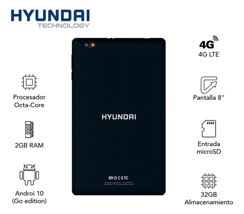 Tablet HyTab Plus 8LAB1 8" con red móvil 32GB color negro 2GB de memoria RAM - Excelente (Reacondicionado)