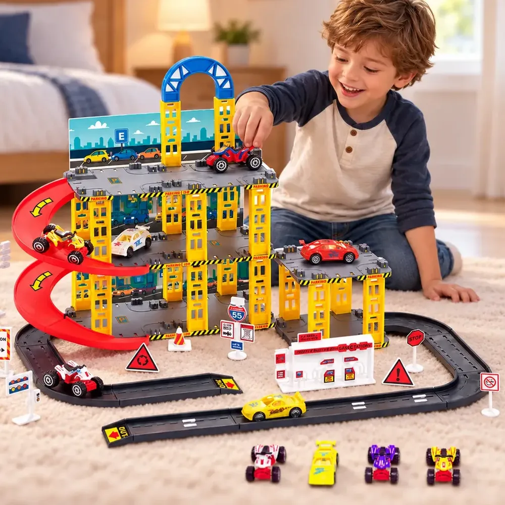 Pista De Carrinhos Brinquedo Infantil Corrida Lava Rápido Colorido