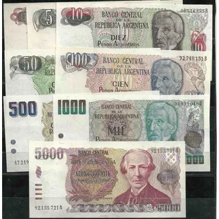 Serie De 8 Billetes Pesos Argentinos Sin Circular