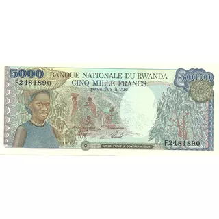 Billete Rwanda 5000 Francos Año 1988 Catalogo 60 Dolares!!!!