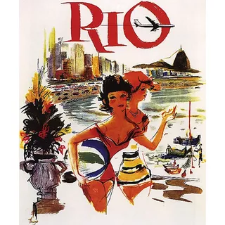 Rio Janeiro Garotas Praia Brasil Vintage Poster Reproduction
