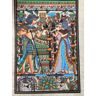 Pintura Egipcia Óleo S/papiro Cer. Casamento Frete Grátis