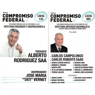 Boleta Electoral -   Alianza Compromiso Federal         2011
