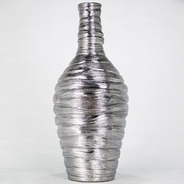 Garrafa / Vaso Em Cerâmica Prata - Bu101