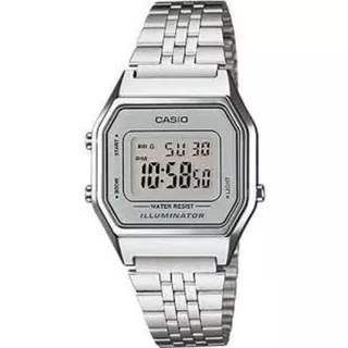 Relógio Feminino Casio Retrô La-6 Prateado De Tom Médio