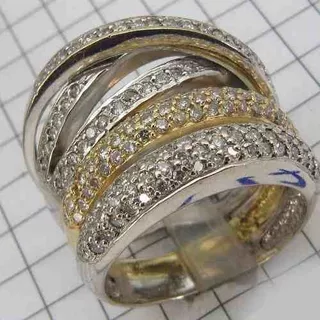 Ivi1388 = Belíssimo Anel Ouro Branco,amarelo 18k,diamantes !