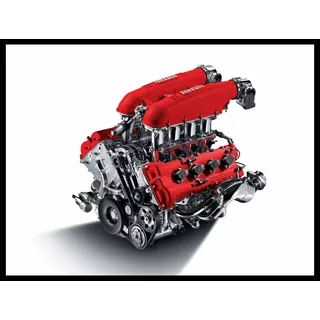 Ferrari F430 Motor V8 Cuadro Enmarcado 45x30cm