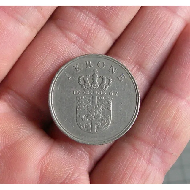 Moneda 1 Corona. Dinamarca, 1967.