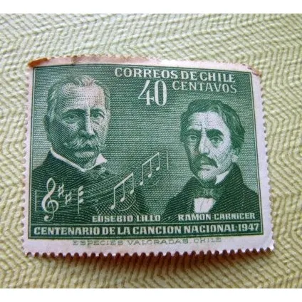 Antigua Estampilla Chilena 1947 - 40 Centavos