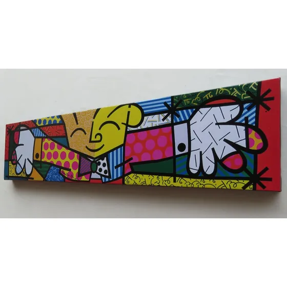 Abstrato Romero Britto Quadro O Abraço 150x36cm- The Hug
