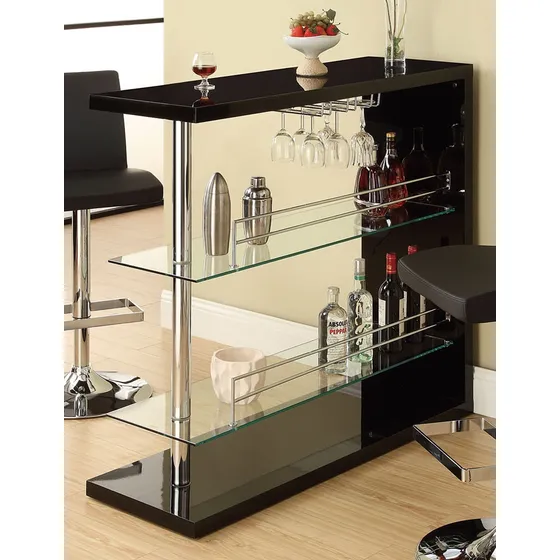 Bar Decorativo Mesa Coaster Repisa Vidrio Color Negro Nuevo