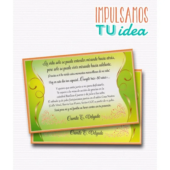 Invitacion Cumple 80 - Tarjeta Cumple 80 Para Imprimir