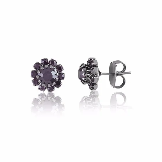Brinco Redondo Cristais Uva Folheado Rhodium Francisca Jóias