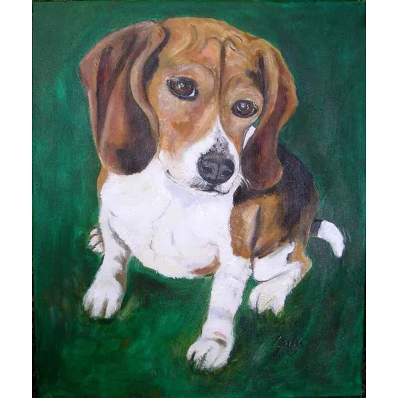 Replica De Pintura De Perro Beagle - Lamina 45 X 30 Cm.