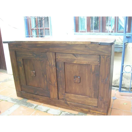 Barra Parrillero,doble Tapa Madera Maciza Rustica