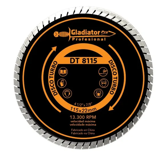Disco Diamantado Turbo De Widia Gladiator 41/2 PuLG 115x22mm