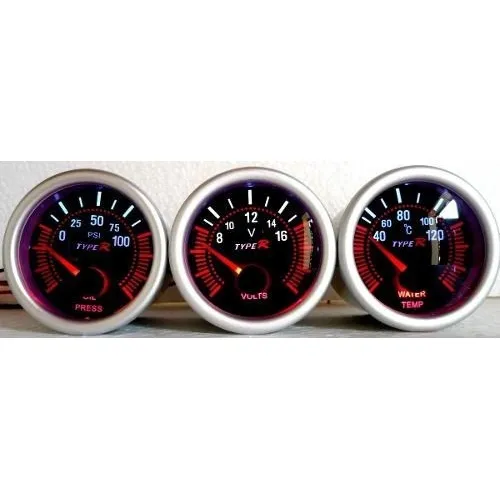 Trio Reloj Type R Voltimetro Presion Aceite Temperatura Jdm