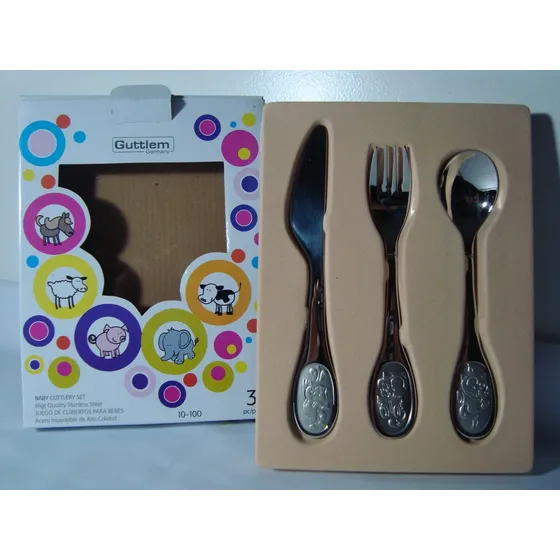 Set De Cubiertos Para Niños Marca Guttlem Acero Inoxidable.