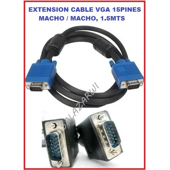 Cable De Extensión Vga 15pines, Macho/macho 6ft / 1.5mts