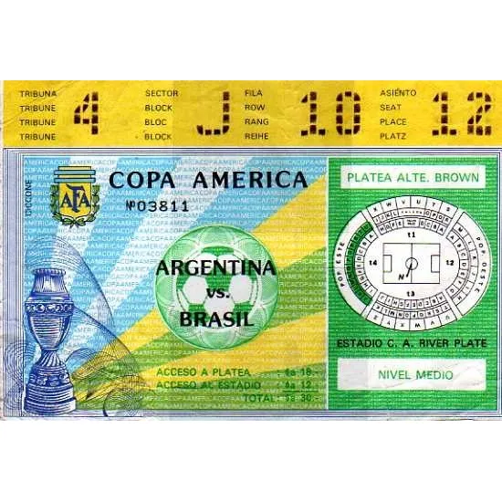 Entrada Copa America Año 1983 Argentina Vs Brasil