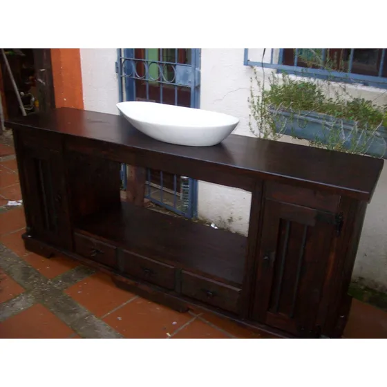 Mueble/bajo Mesada De Baño Rustico Madera Maciza Sin Bacha