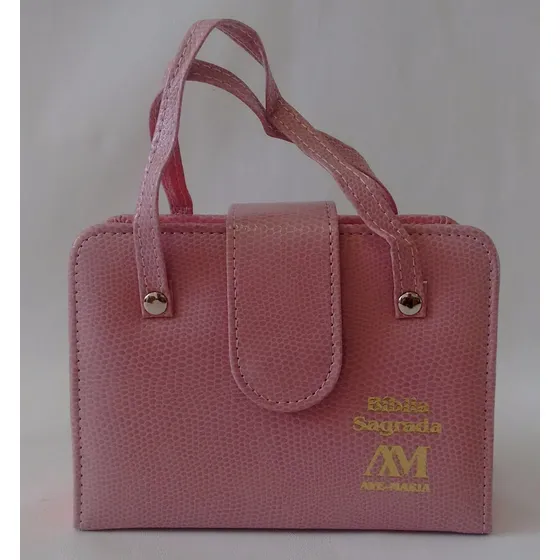 Bíblia Sagrada Ave Maria Com Alça Rosa Bolso Palavra De Deus