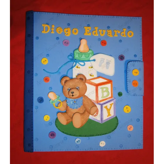 Carpetas Decoradas Foami Tam.oficio Tarjeton Bebe Nacimiento